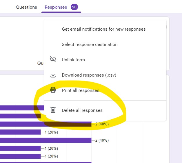 google docs survey deleting responses