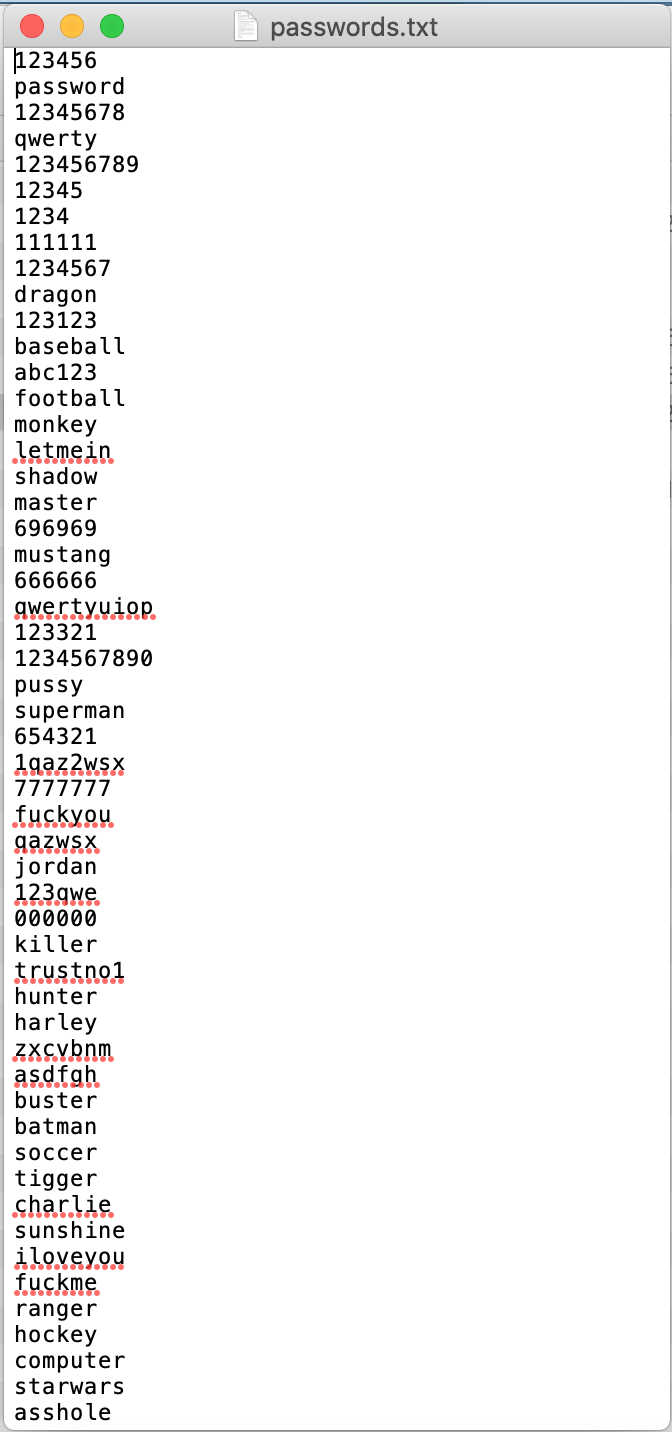 password txt list