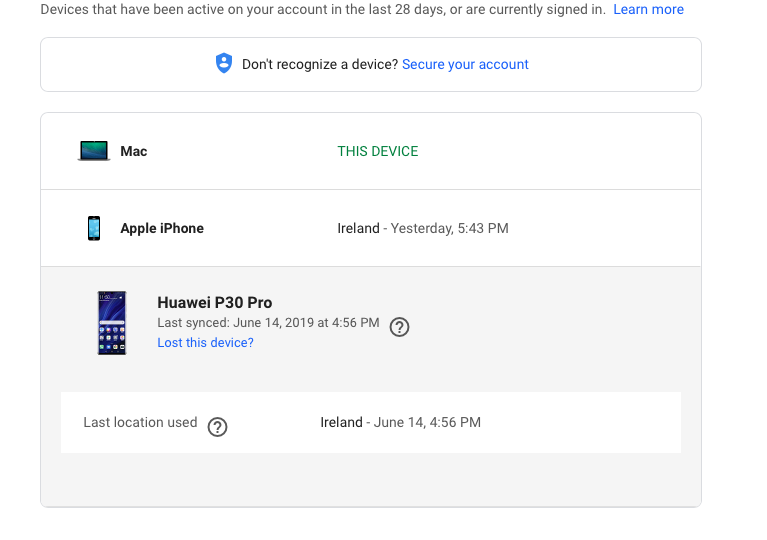 I can't delete a device Google Account Community
