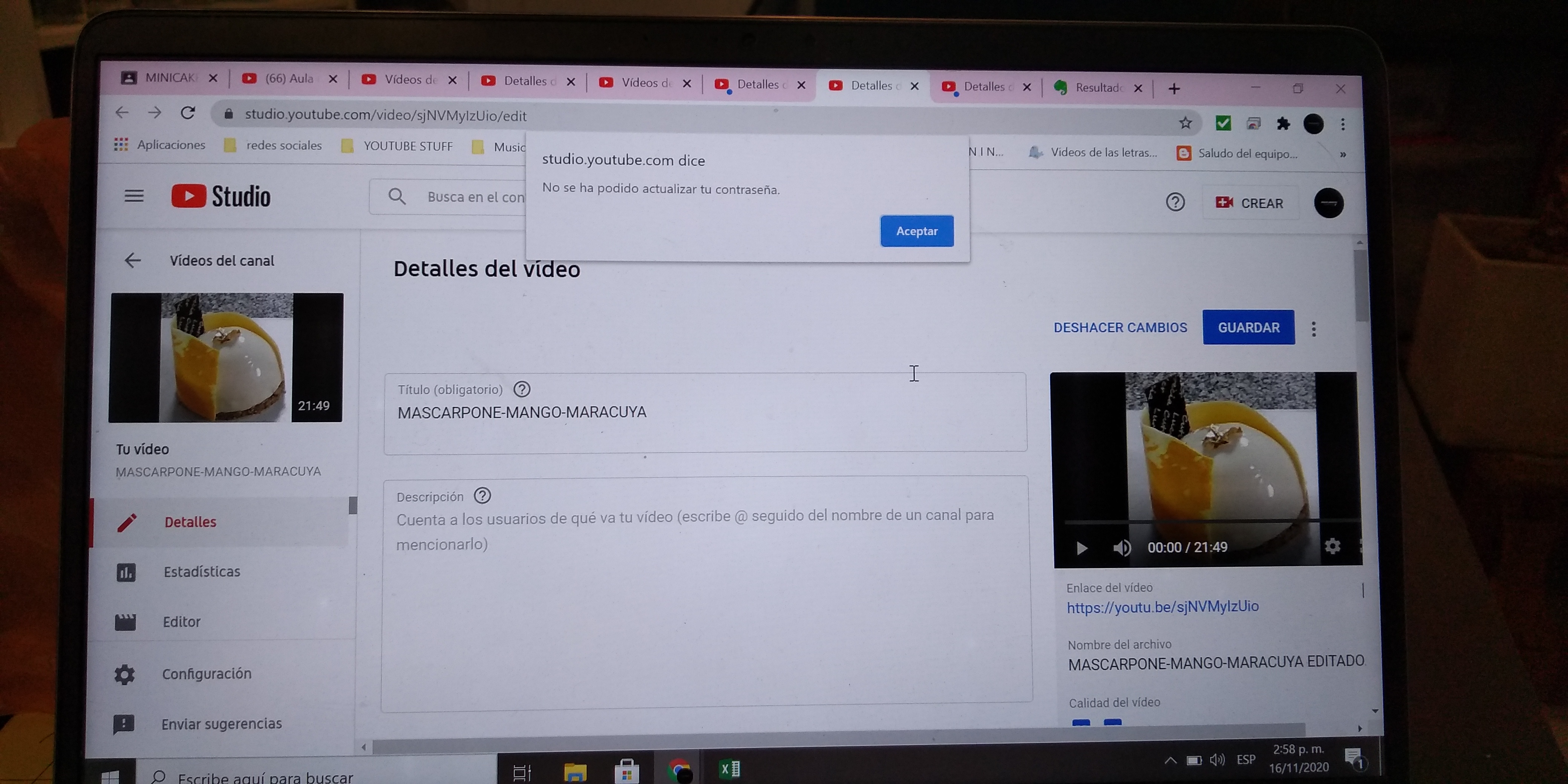 Compartir videos privados , desde hoy no puedo realizar esta