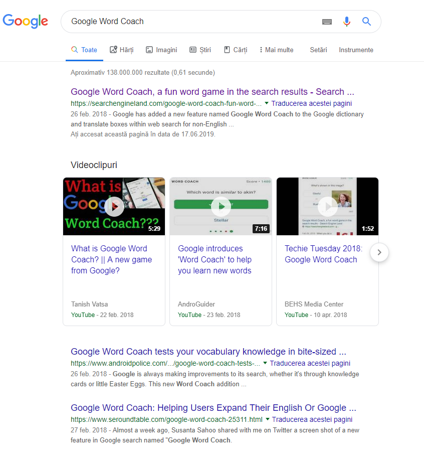 Google word coach