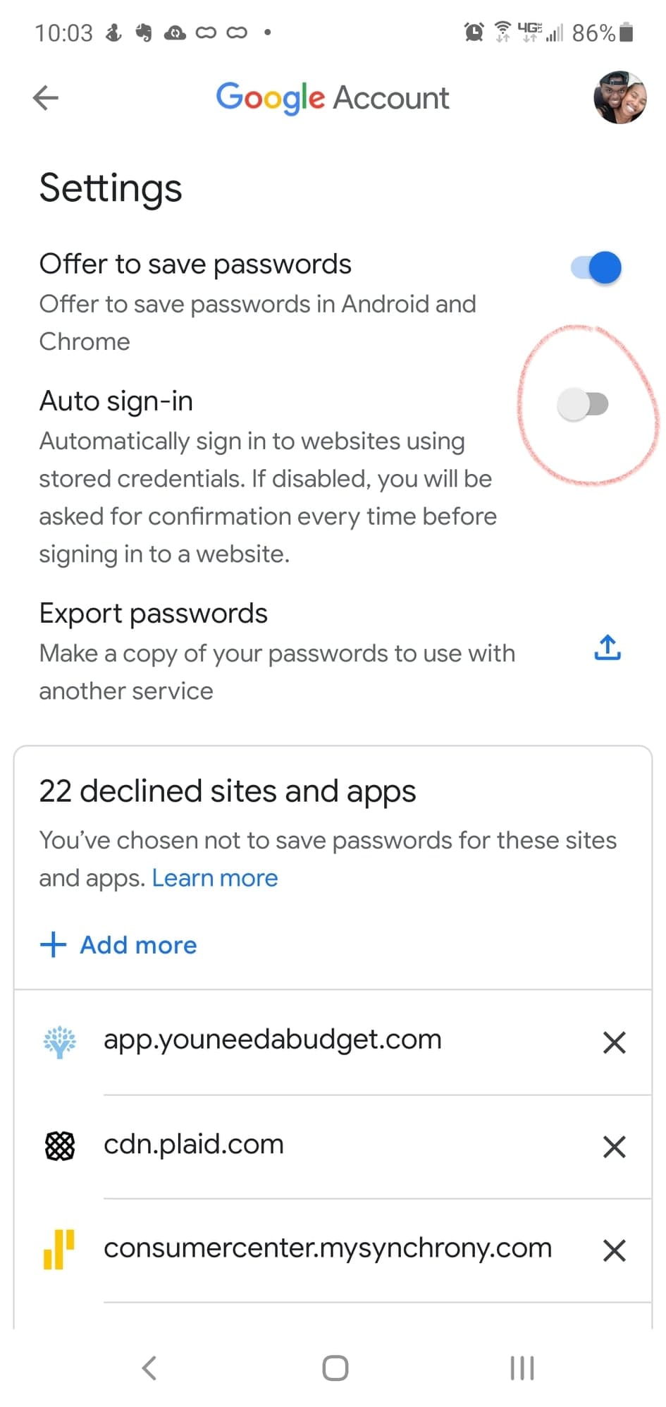 Google smart lock is preventing me access to one of my apps. How