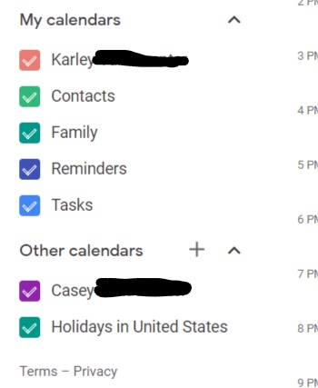 My wife and I share a google calendar but I can only see it on my laptop  and not my phone. Why? - Google Calendar Community