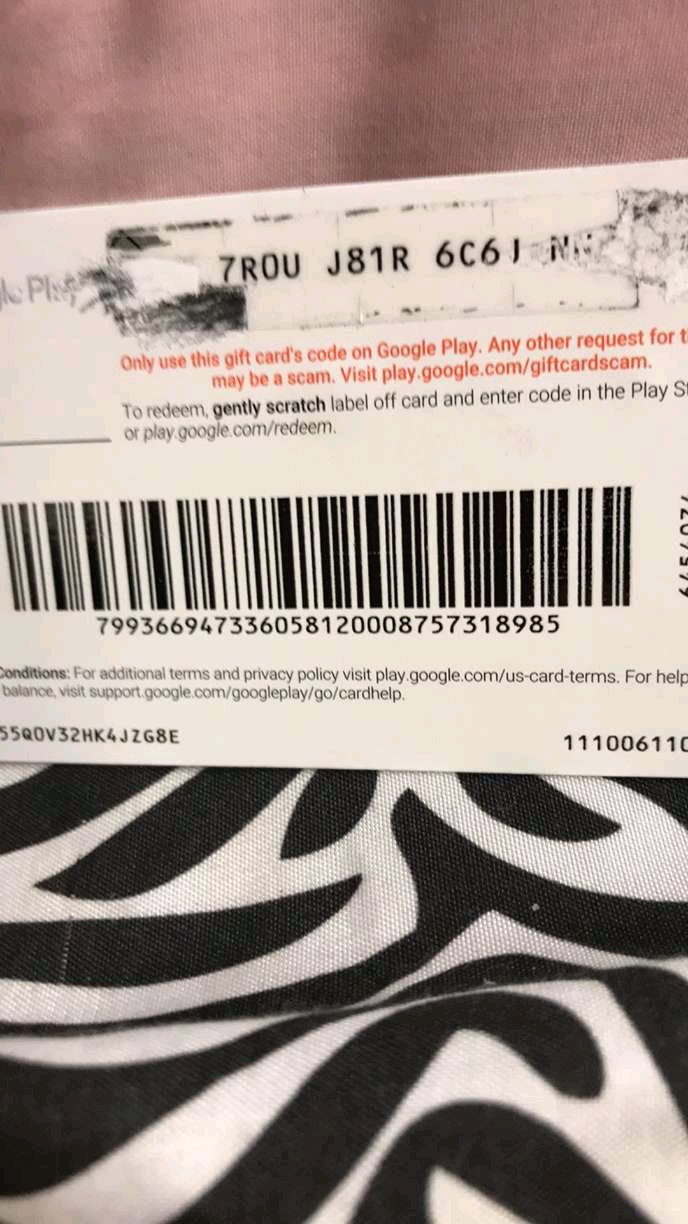 I mistakenly scratched off a number on my Google play gift card