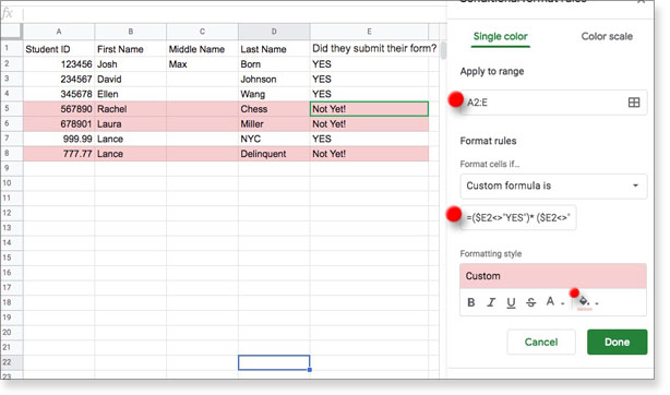 How to cross check google form submissions against a list of id