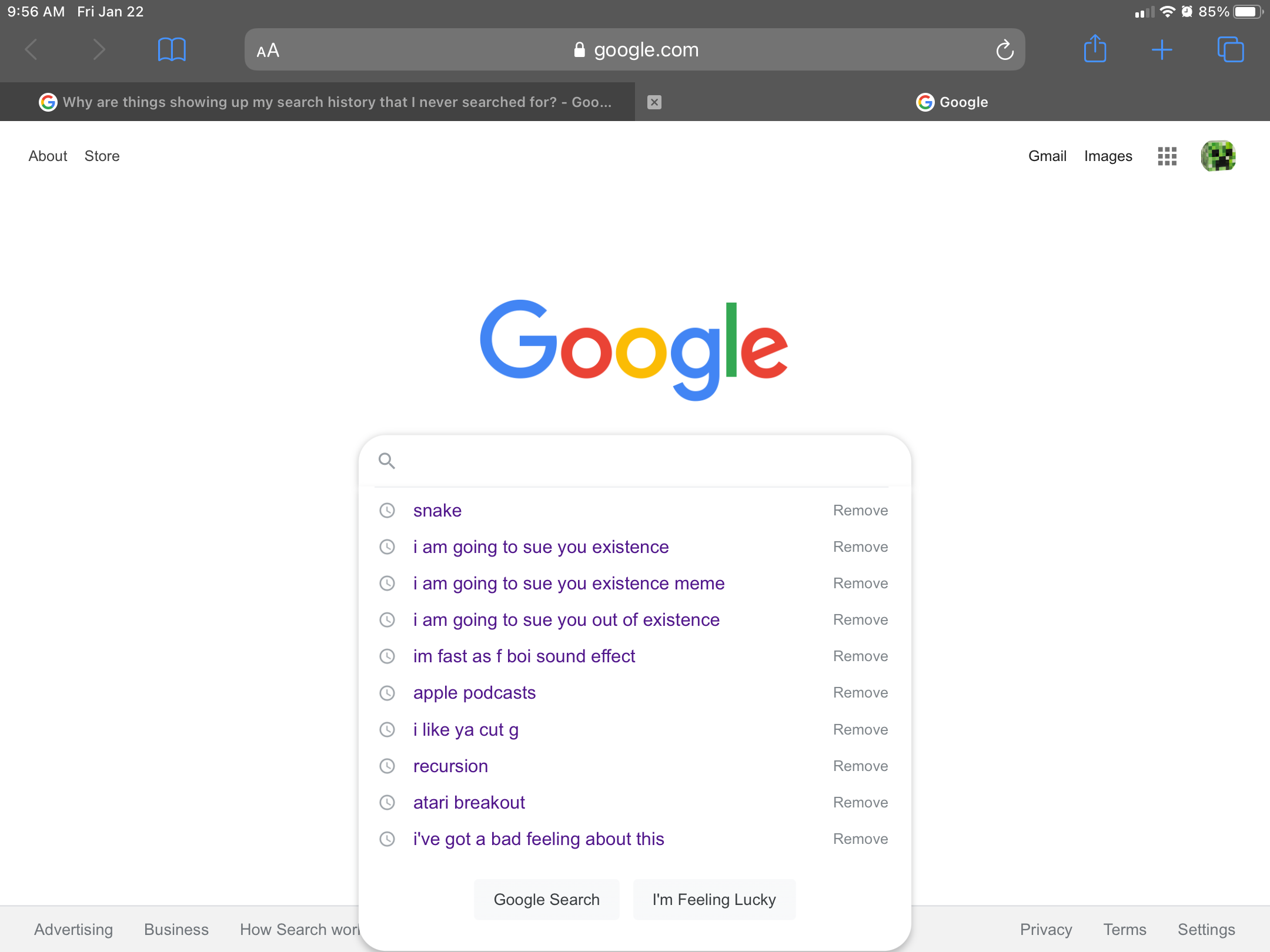 Can Google Search history be wrong?