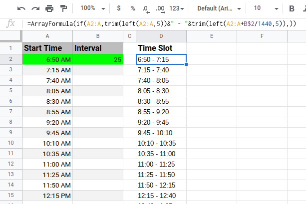 Sign Up Sheet With Time Slots in PDF