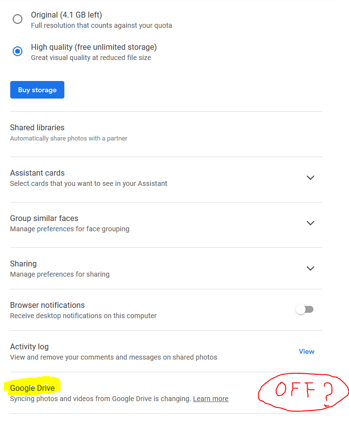 What happens if I turn off sync on Google Photos?