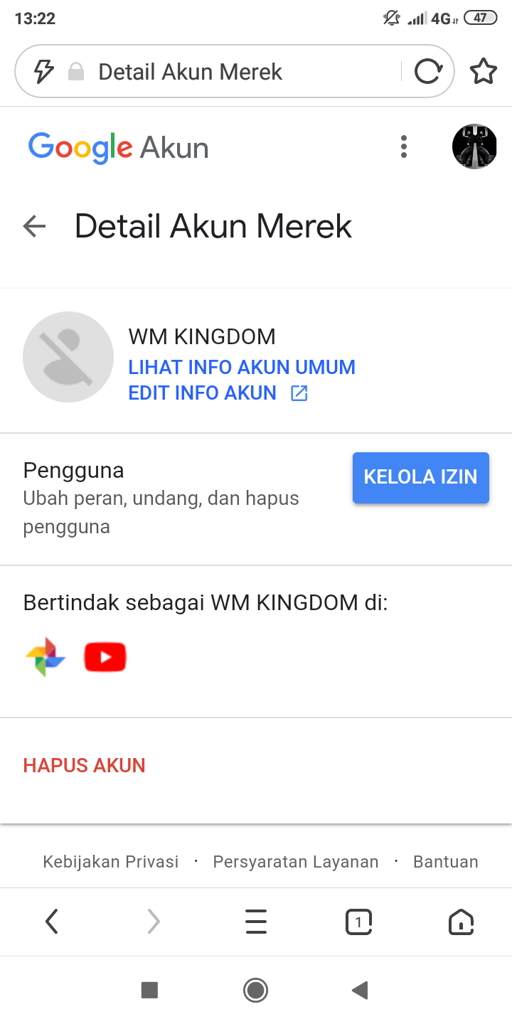 Akun dinonaktifkan gmail