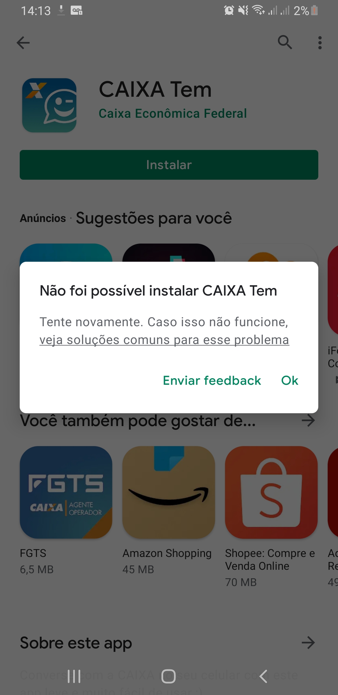 Não consigo instalar nenhum aplicativo da play store - Comunidade Google  Play