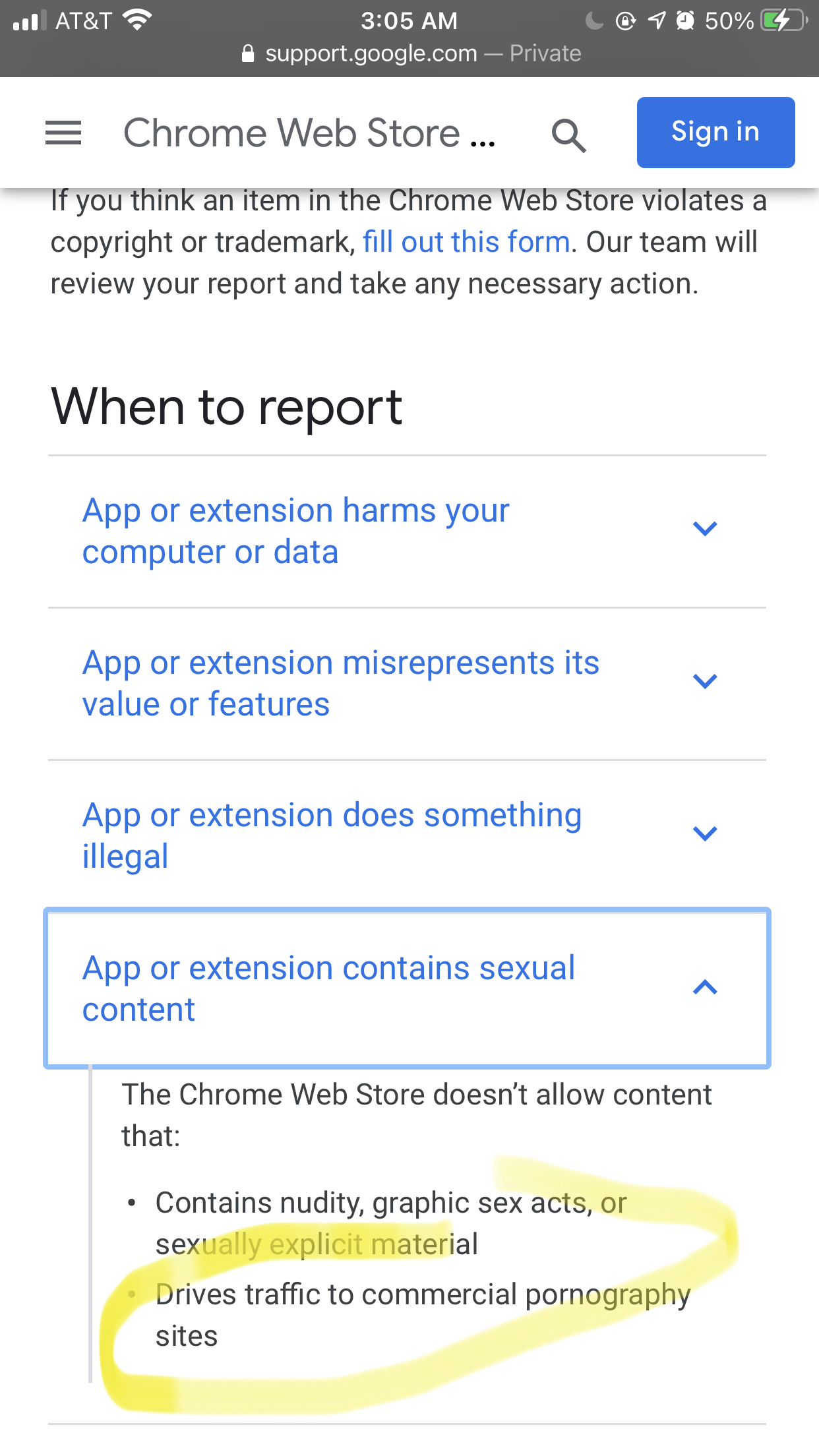 Does a chrome extension that alters the UI of an adult website violate  google terms of service - Google Chrome Community