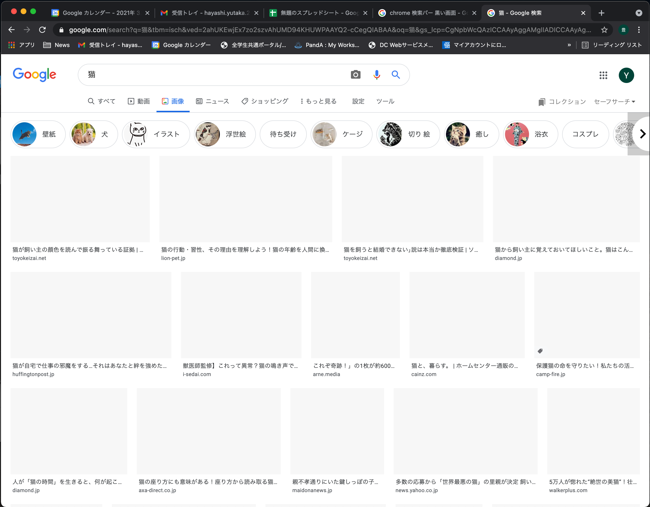 chrome検索バーの不具合・webサイトの画像が表示されない問題の同時