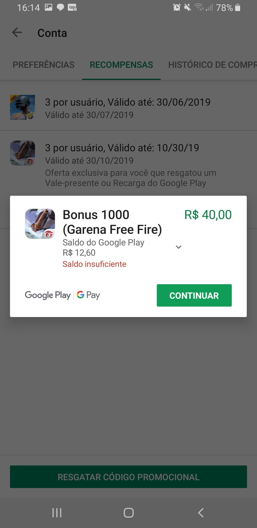 Meu dinheiro sumiu Coloquei um gift card no dia 26 de julho tenho