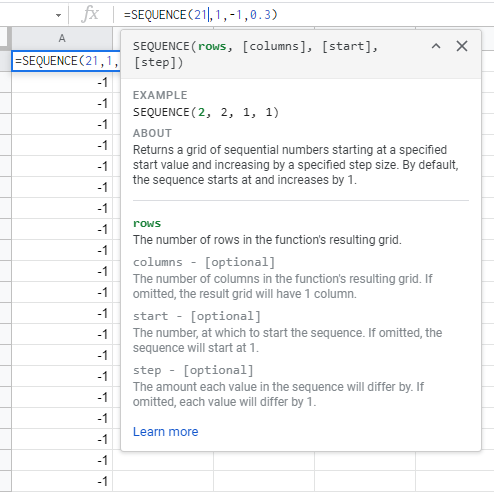 How to use SEQUENCE Function in Google Sheets