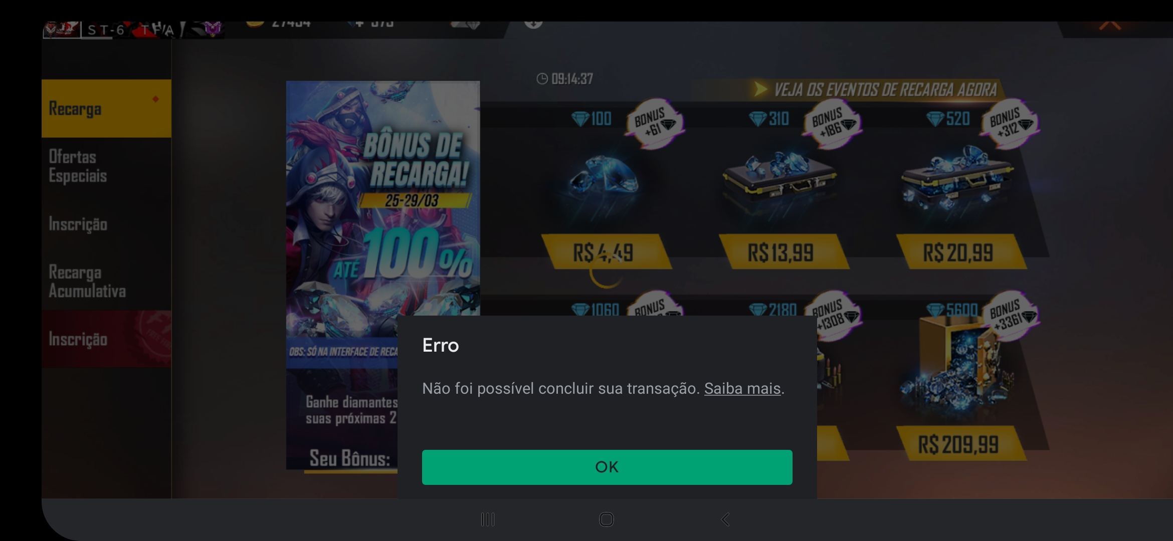 Estou tento problema pra fazer uma comprar no free fire - Comunidade Google  Play