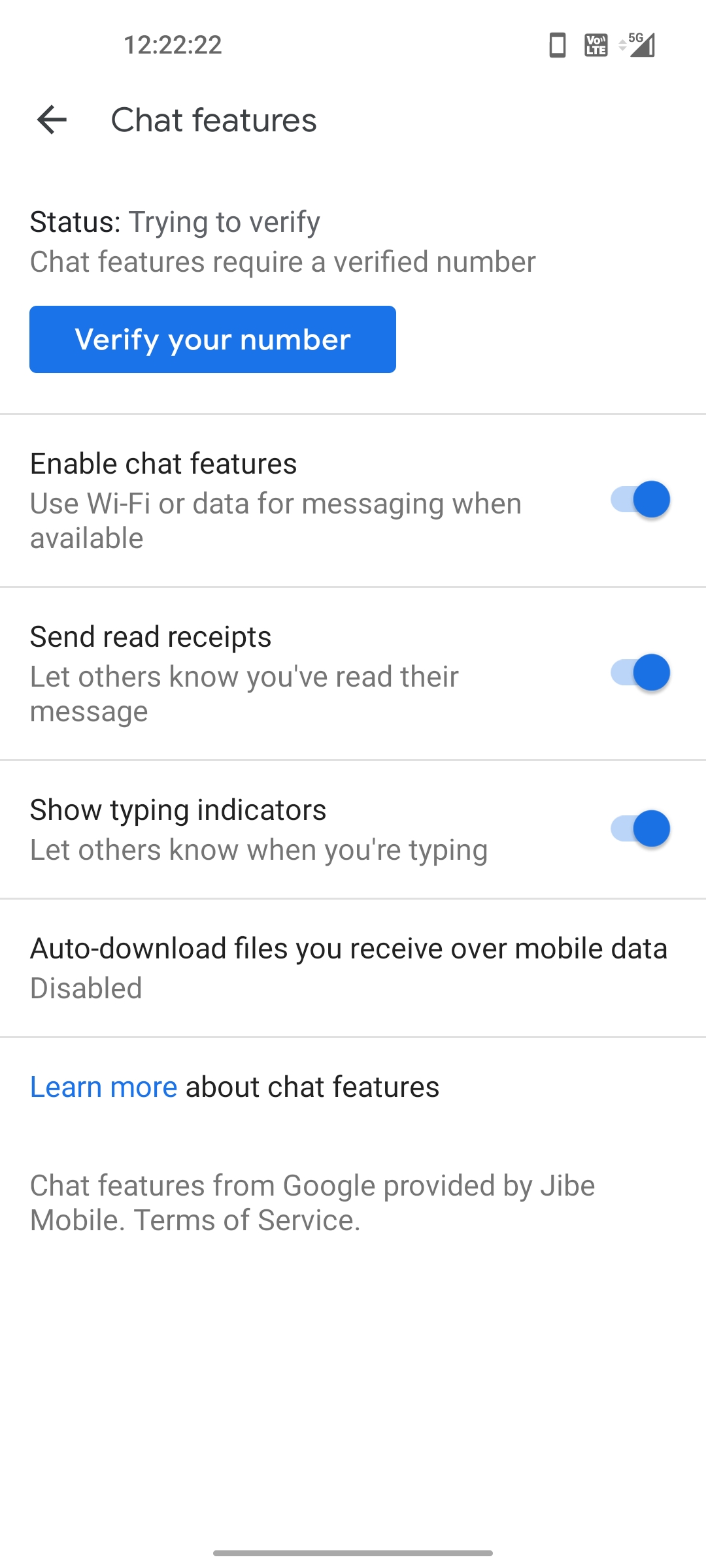 Can't enable chat features. Stuck at Trying to verify Messages Community