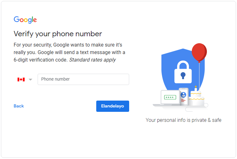 How can I create a gmail account without phone number verification