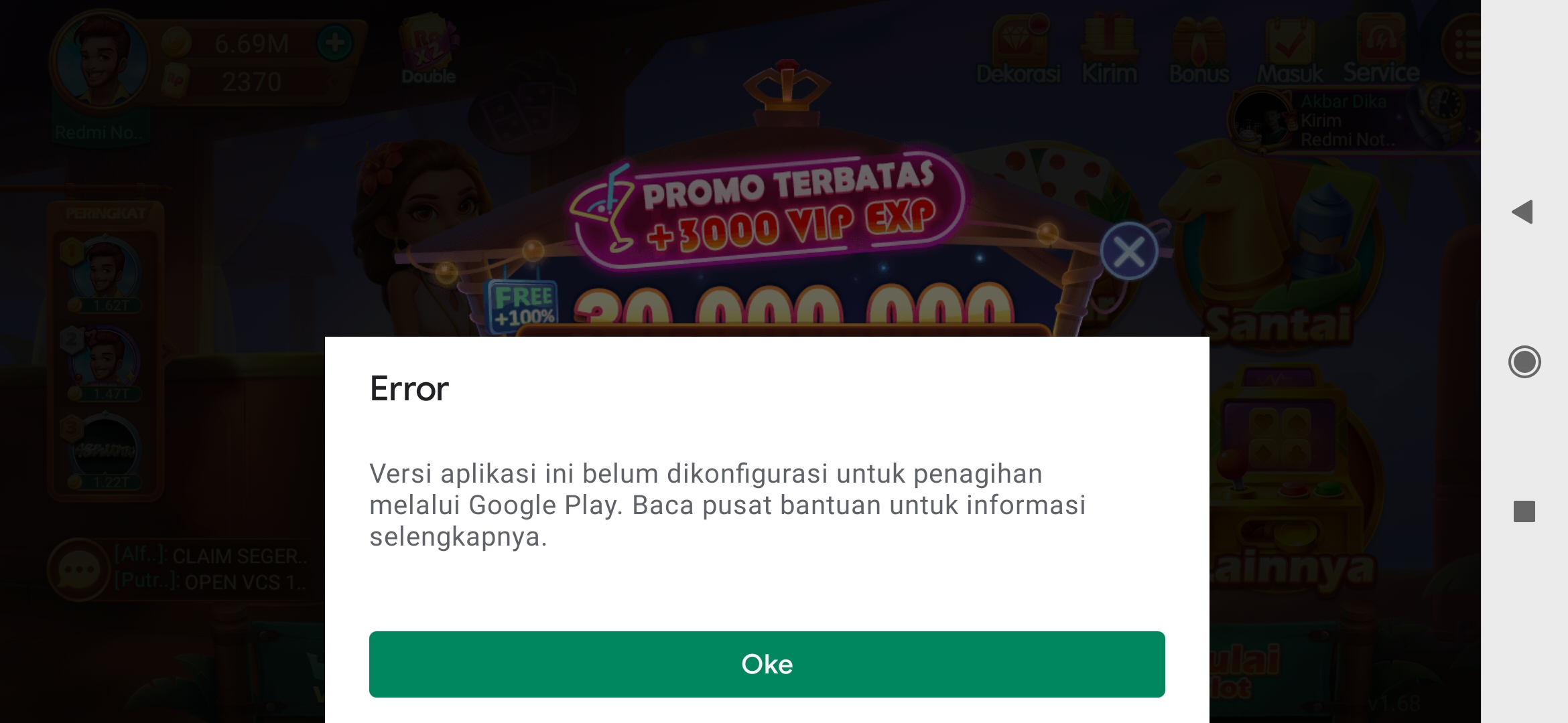 Saya Tidak Bisa Top Up Kak Tertulis Versi Aplikasi Belum Di Konfigurasi Penagihan Google Play Komunitas Google Play