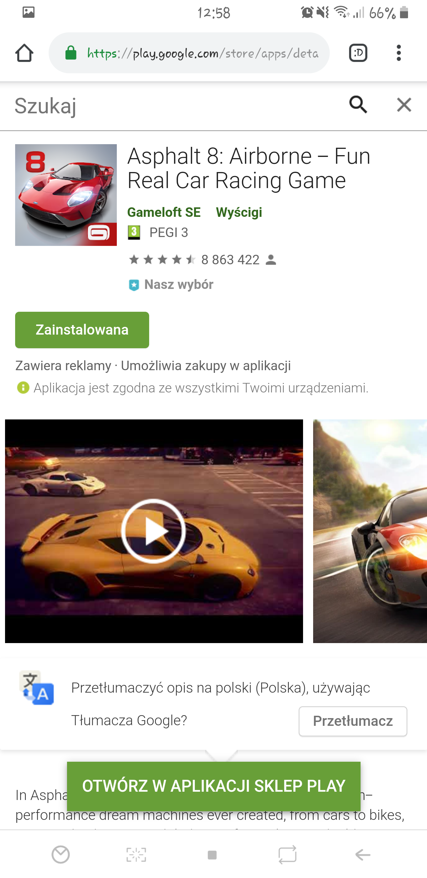 Błąd Sklepu Play, nie mogę instalować niektórych gier