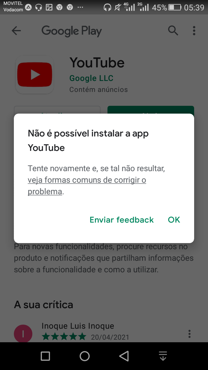 O  fica pedindo atualização mas quando abro o google play