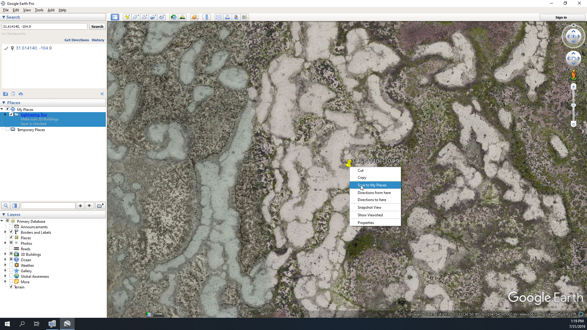 Right Click Pin > Save to My Places doesn't work - Google Earth Community