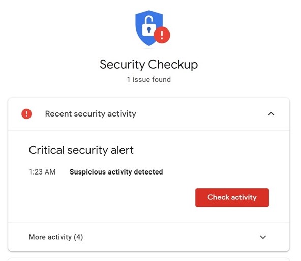 How to get rid of "Recent security activity"/"Suspicious activity