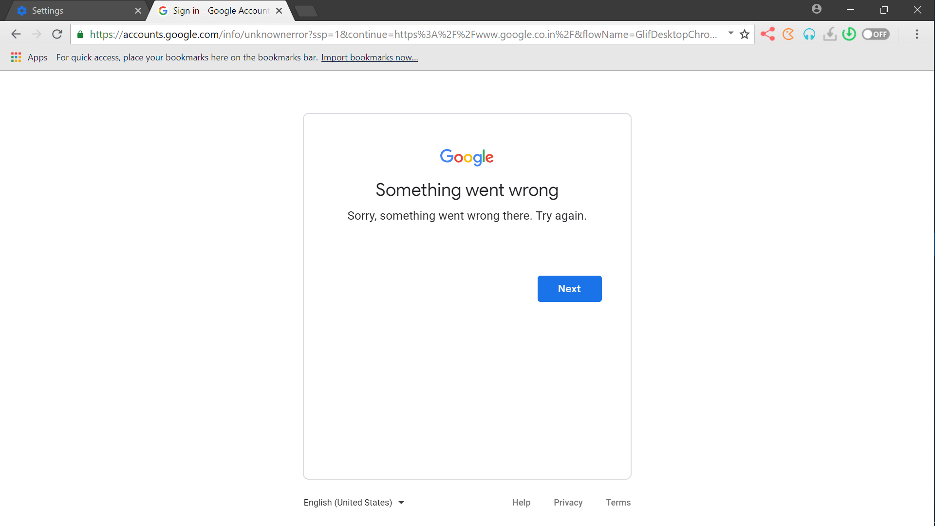 Unable To Login To Gmail From Torch Browser Error Something Went 