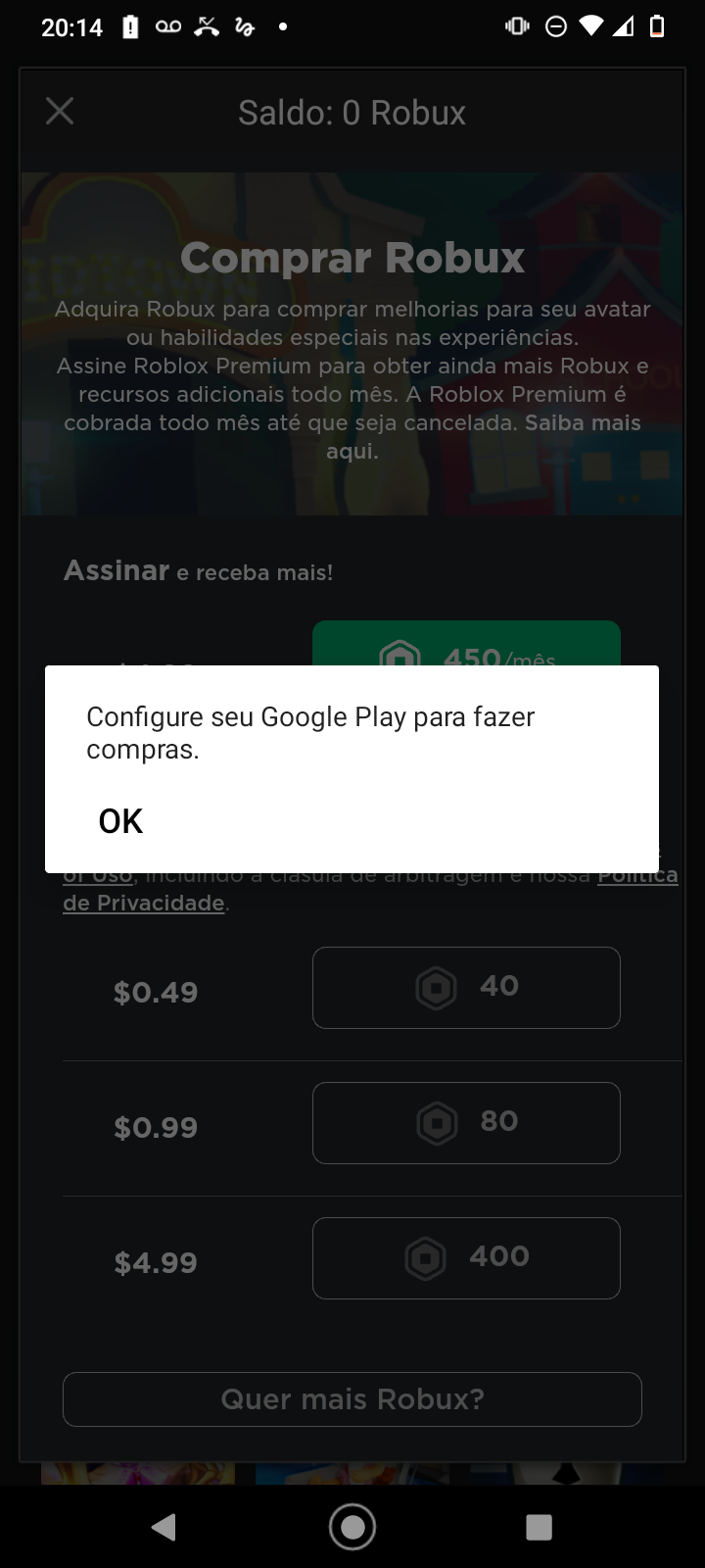 Erro na compra de robux - Comunidade Google Play