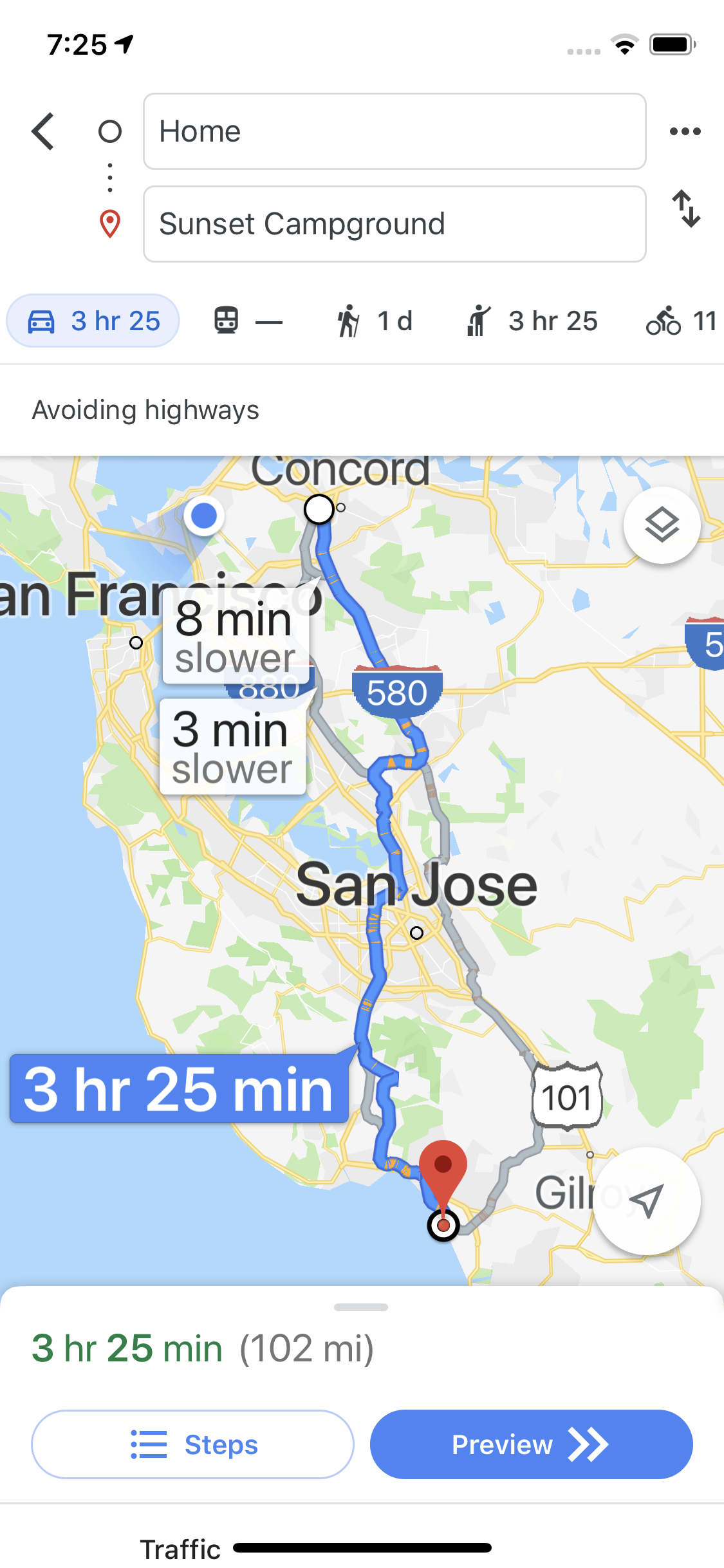 watsonville ca to hwy 5 freeway map