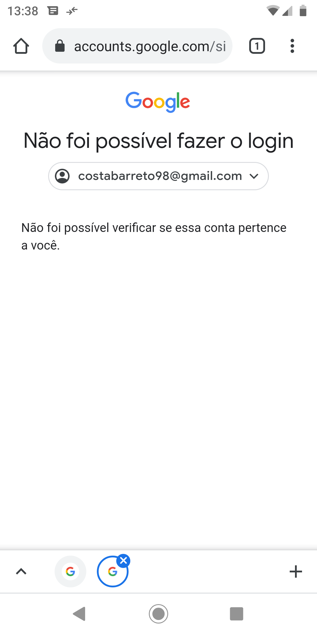 Não consigo fazer login na minha conta - Comunidade Conta do Google