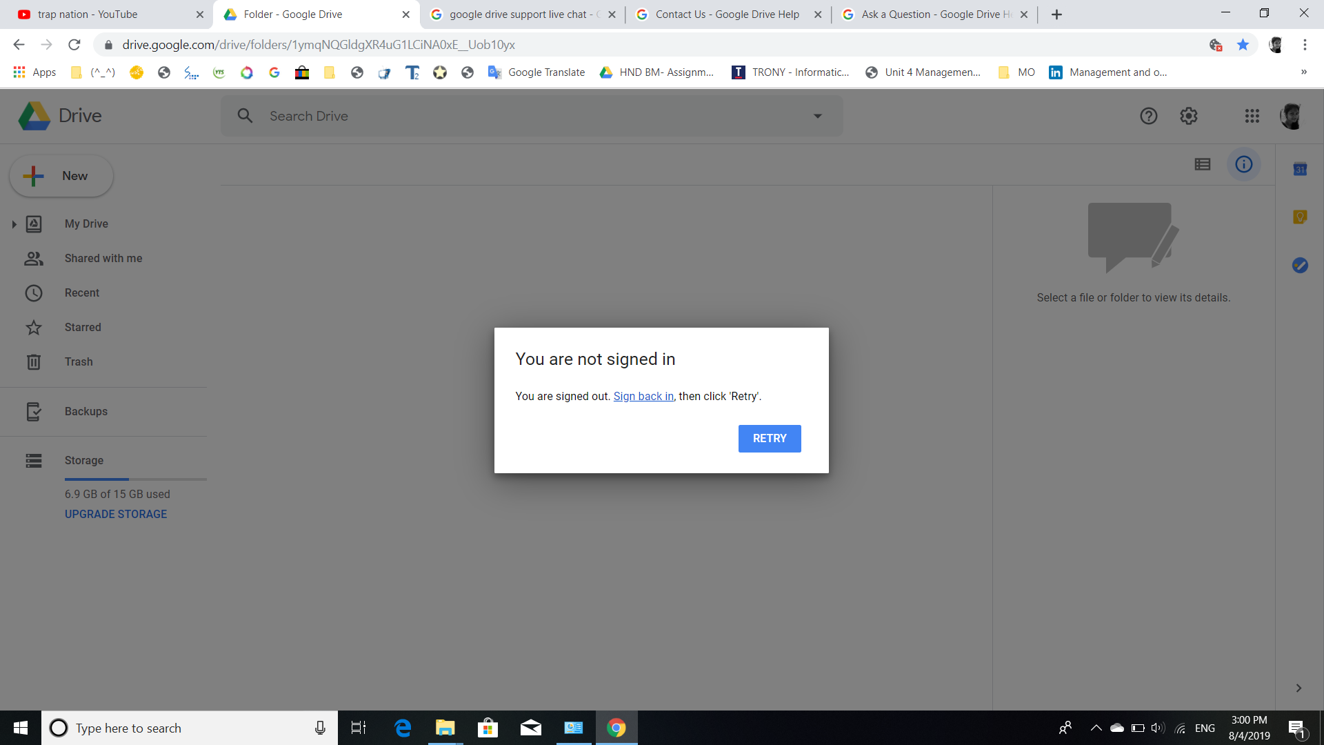 I can't login to google drive. It says that I have sign out. But neither  does it allow me to sign in - Google Drive Community