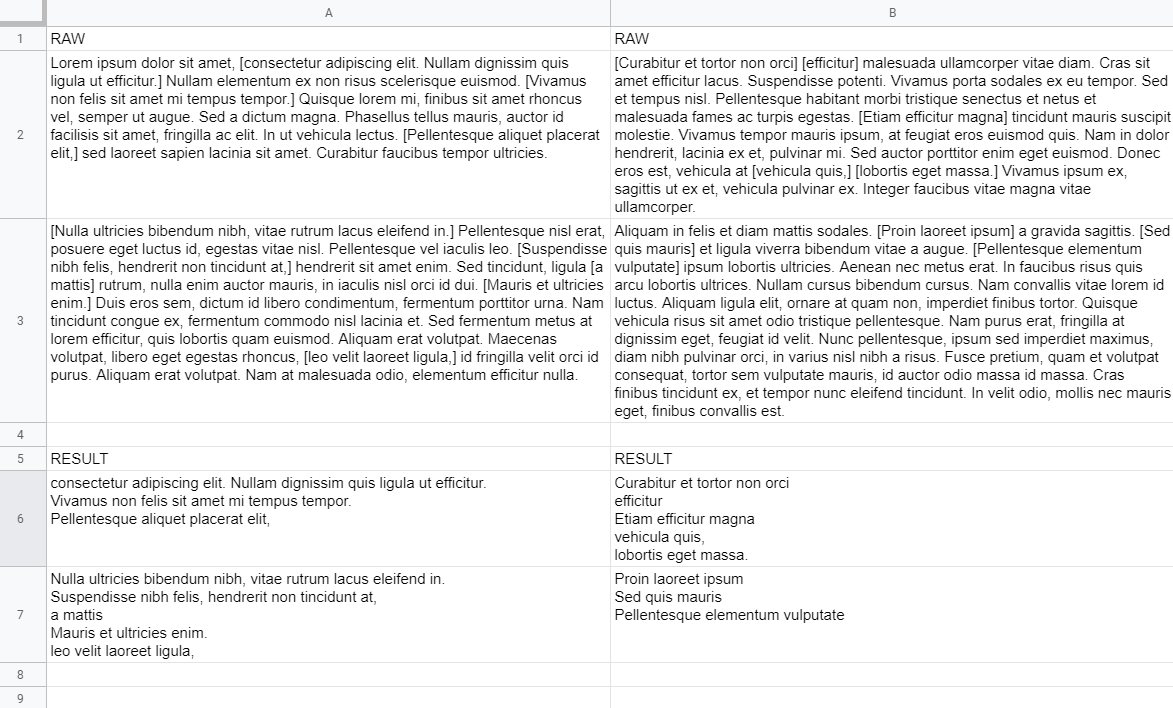 How to extract multiple varying length of strings between two special  characters in a cell? - Google Docs Editors Community