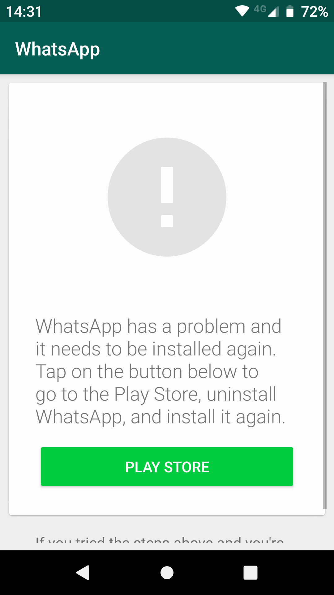 O meu whatsapp não abre mais e não sei o que acontece