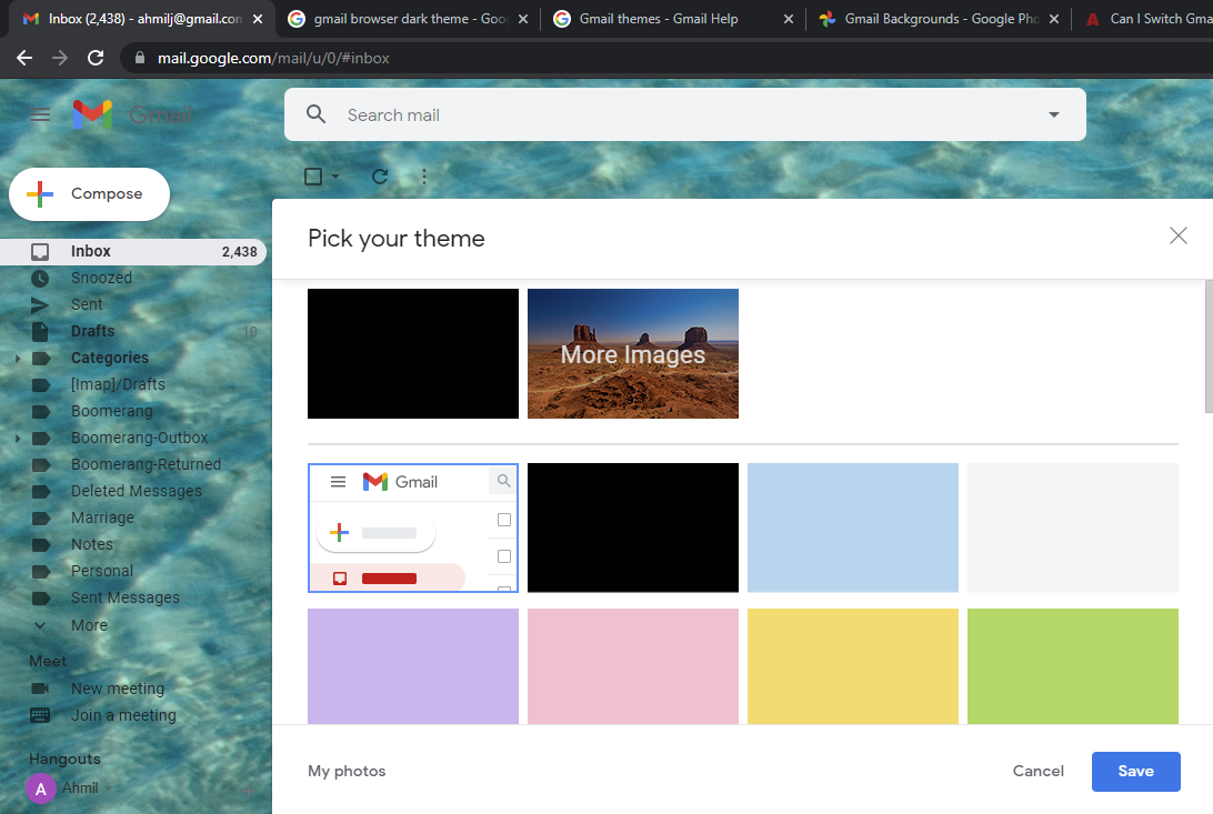 How do I get rid of a background image? - Gmail Community