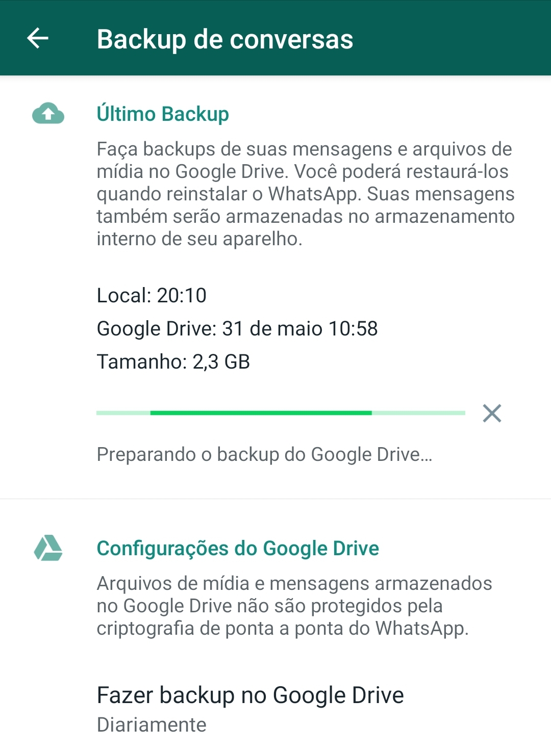 Tenho espaço no celular e configurações estão certas, mais não