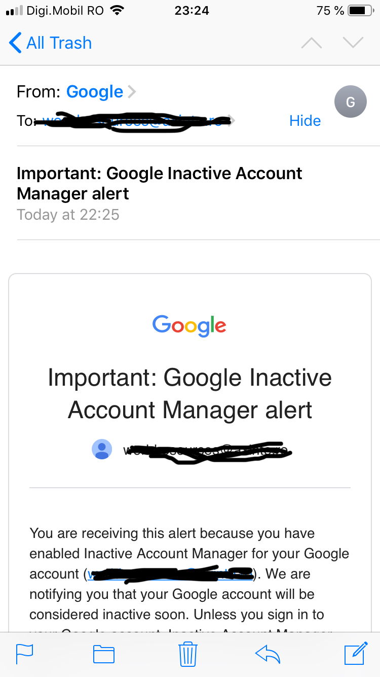 What does Google do with inactive email accounts?