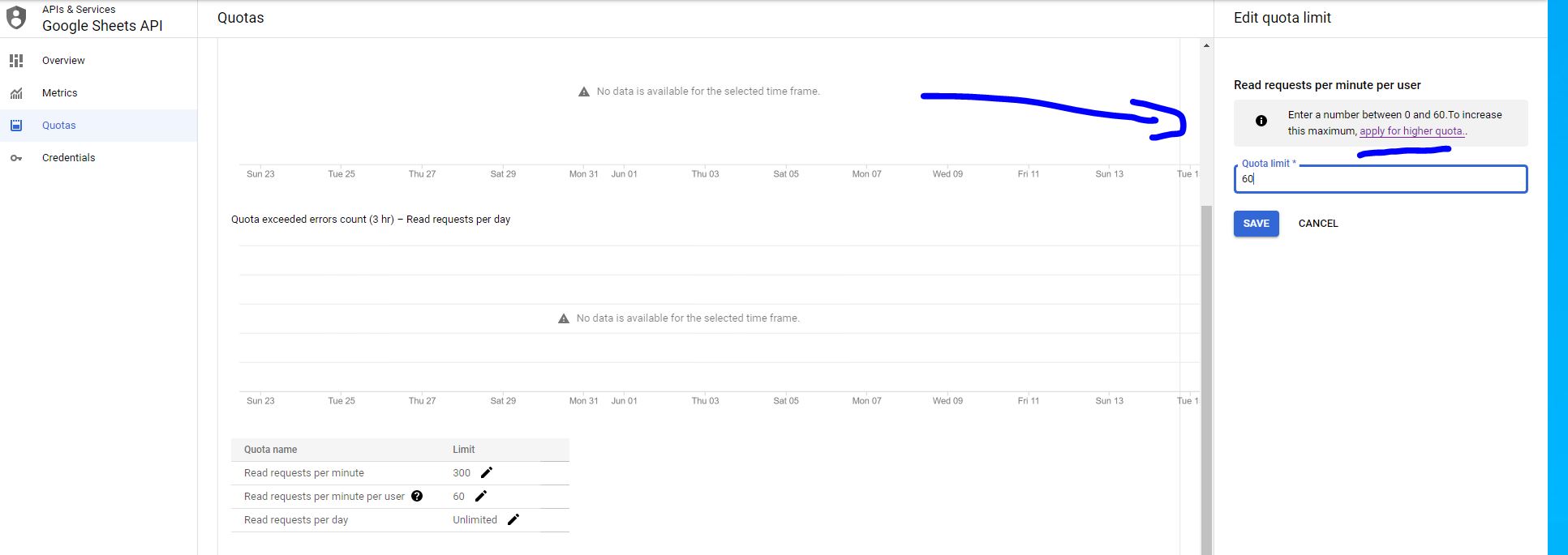 google sheets - How to handle a G Suite API 429 HTTP error (quota