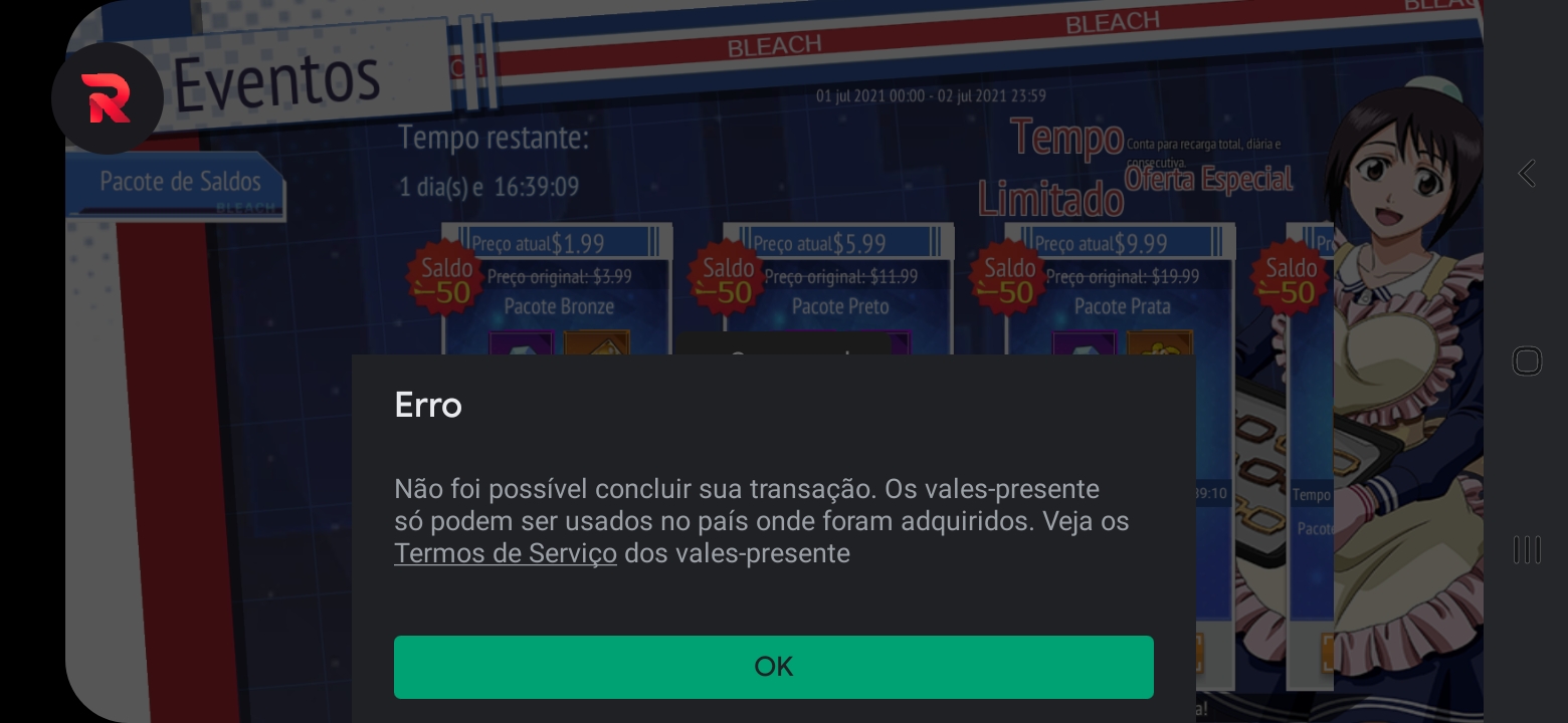 Erro ao resgatar o vale presente - Comunidade Google Play