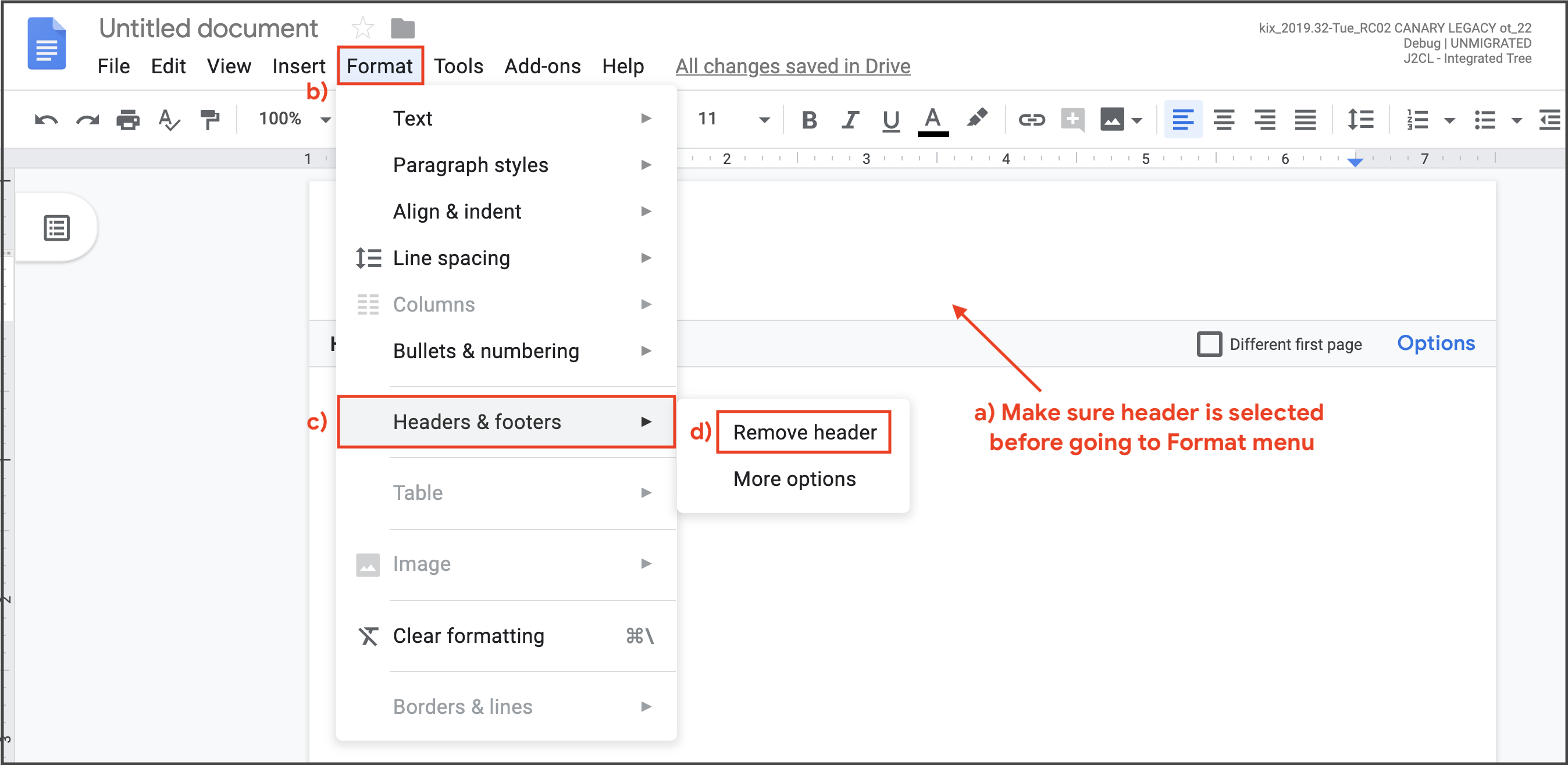 How To Remove Header In Google Docs