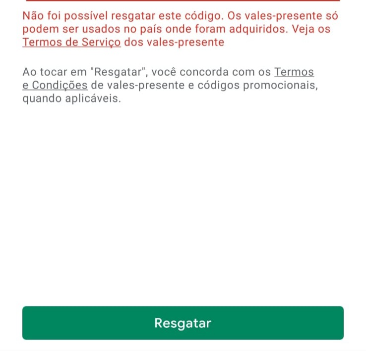 Como resolver o problema do código do vale presente prs-pgcsefc-01 -  Comunidade Google Play