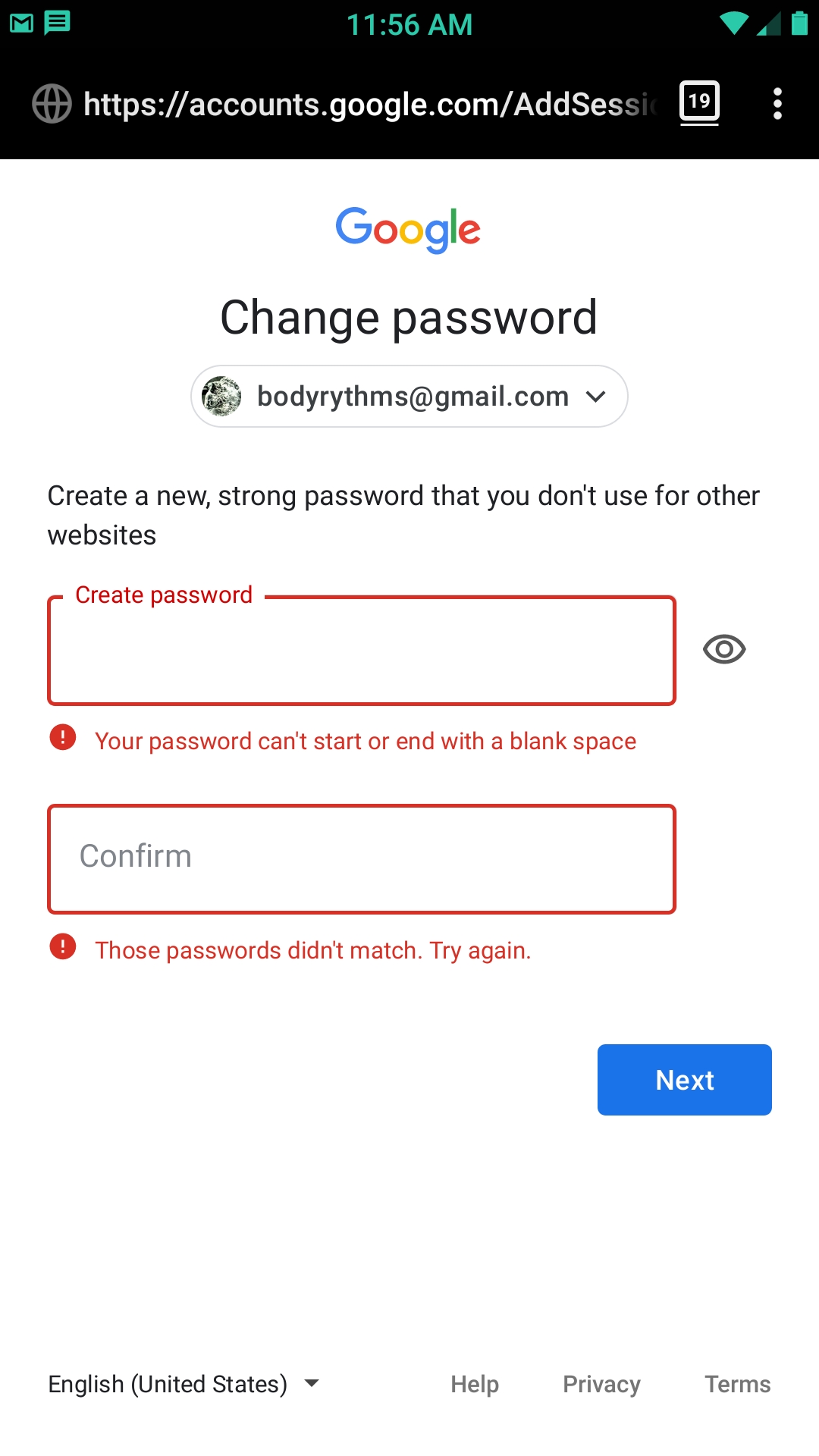 Password Can T End Or Begin With Space And Those Passwords Don T