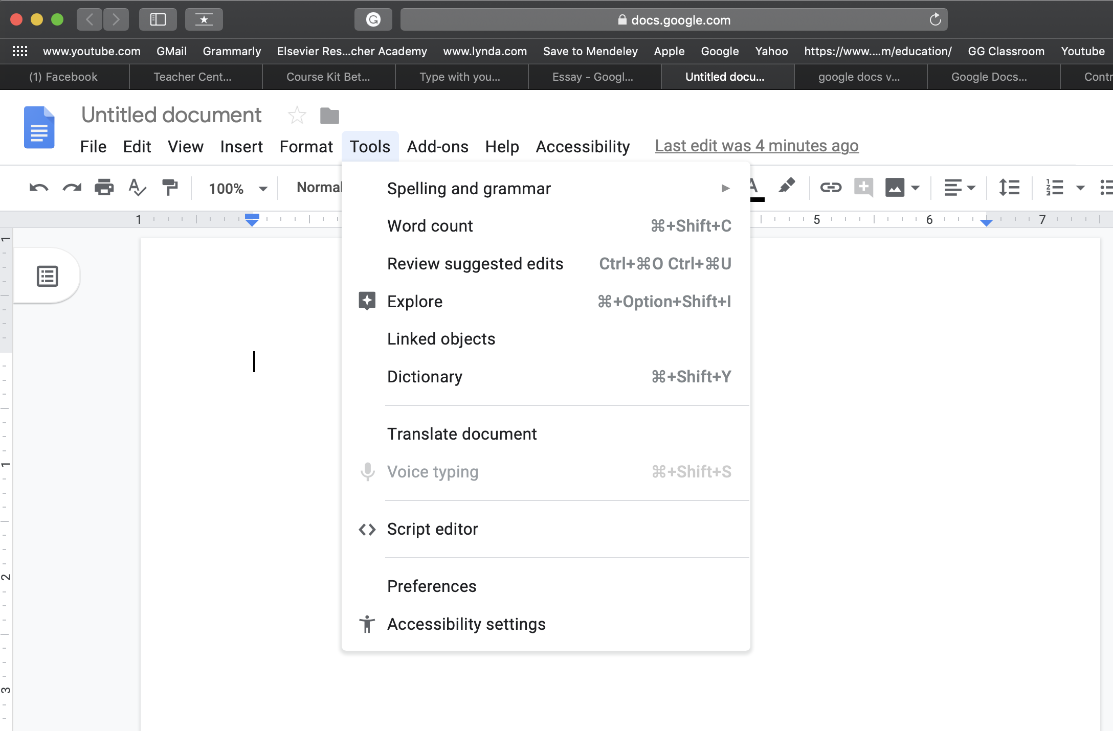 voice to text in google docs for mac