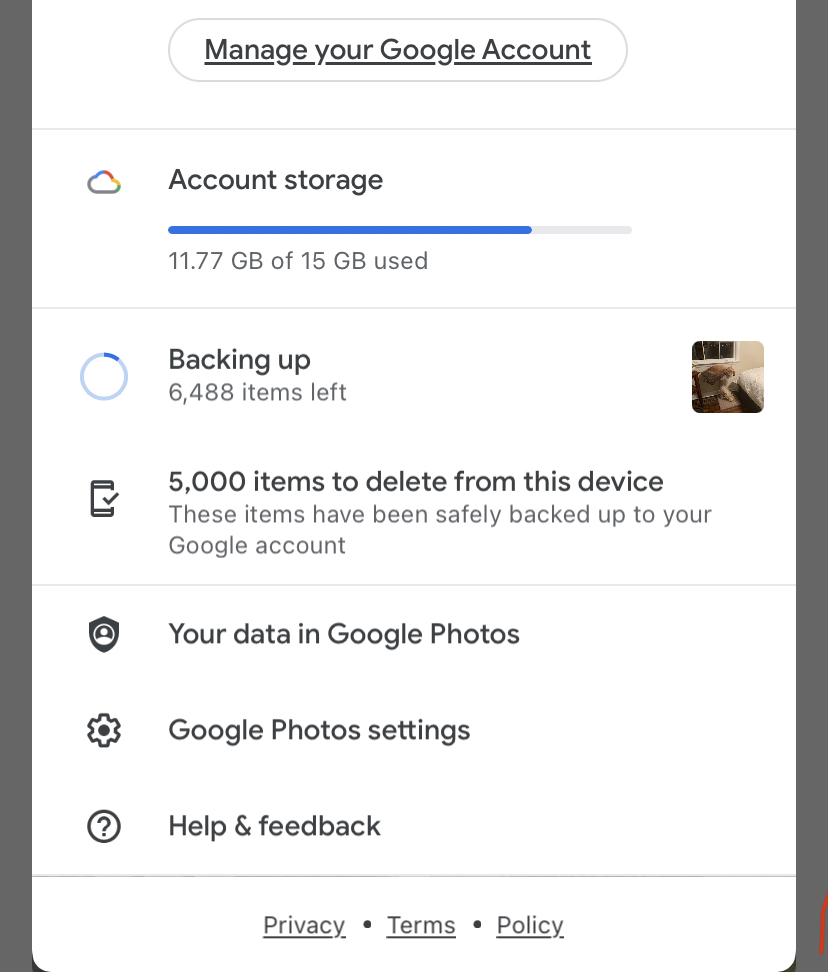 google photos stuck backing up