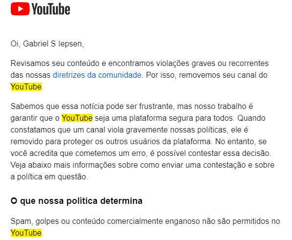 Canal excluído sem aviso, lamentável ver uma empresa como  tomando  uma atitude assim! - Comunidade