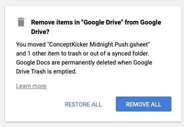 google sync and backup delete folder