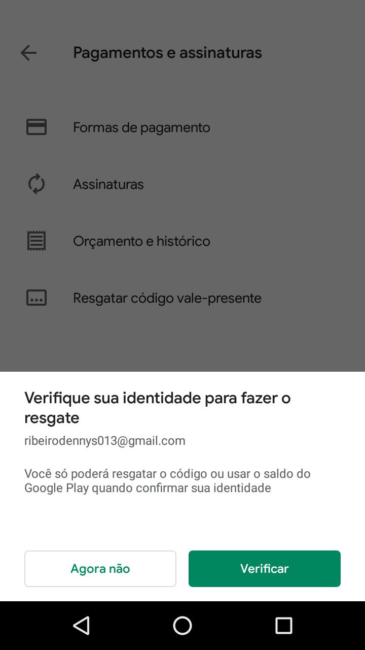 Não foi possível resgatar ó código. Ele só poder ser usado neste país:  Brasil. - Comunidade Google Play