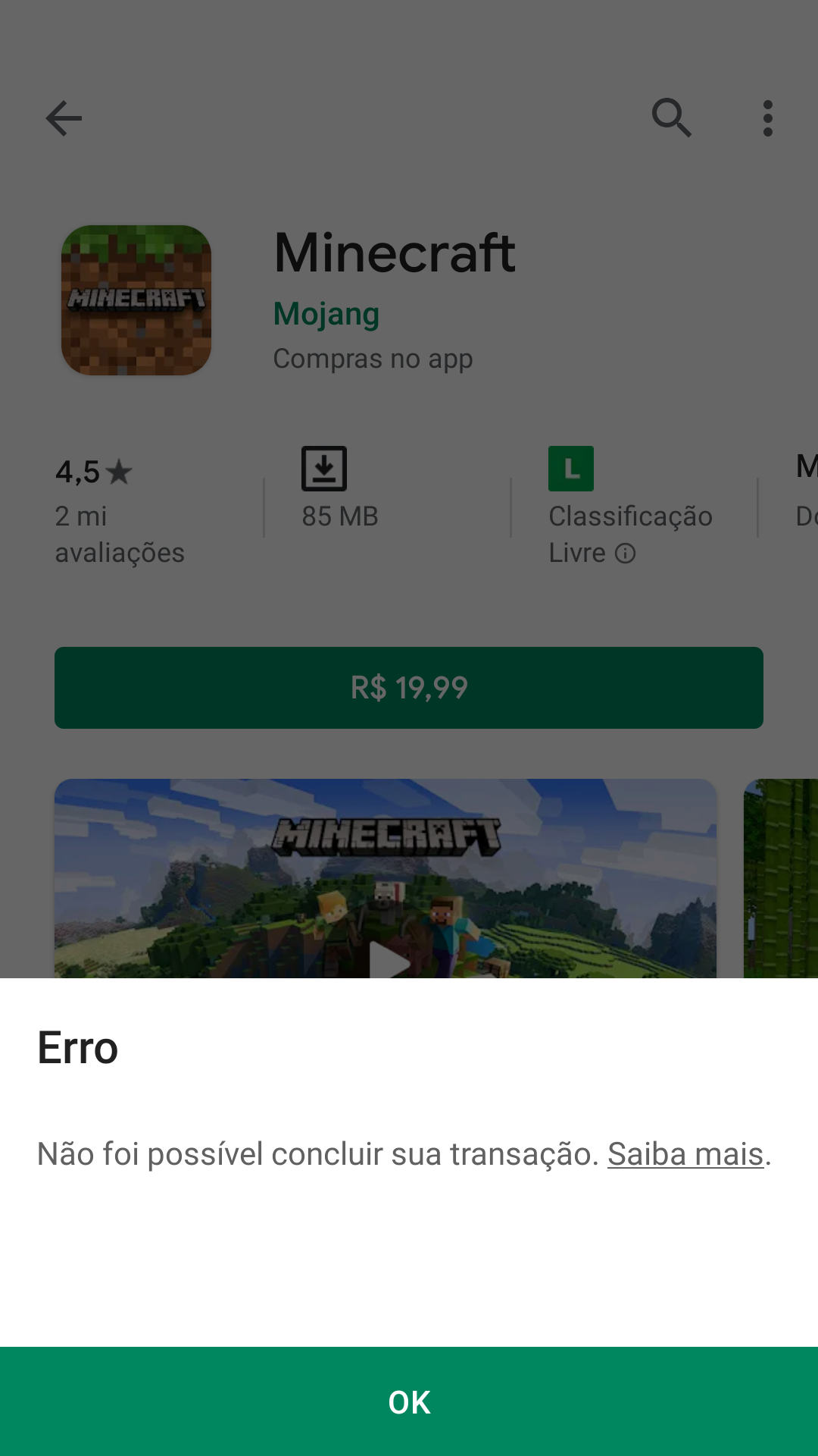 Toda vez que tento fazer compras online ou em jogos, aparece uma mensagem  de erro - Comunidade Google Play