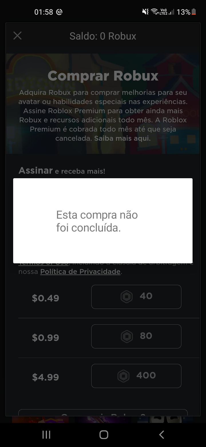 Comprei 40 robux no Roblox no dia 22 de março em 2020 e queria fazer  reembolso - Comunidade Google Play