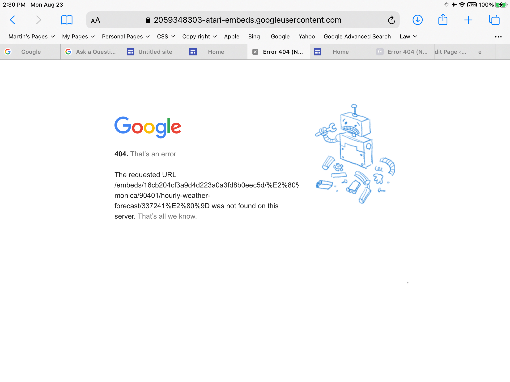 When I Embed A Code A Href A To Direct To Any Page I Get A 404 Error Message Sites Community