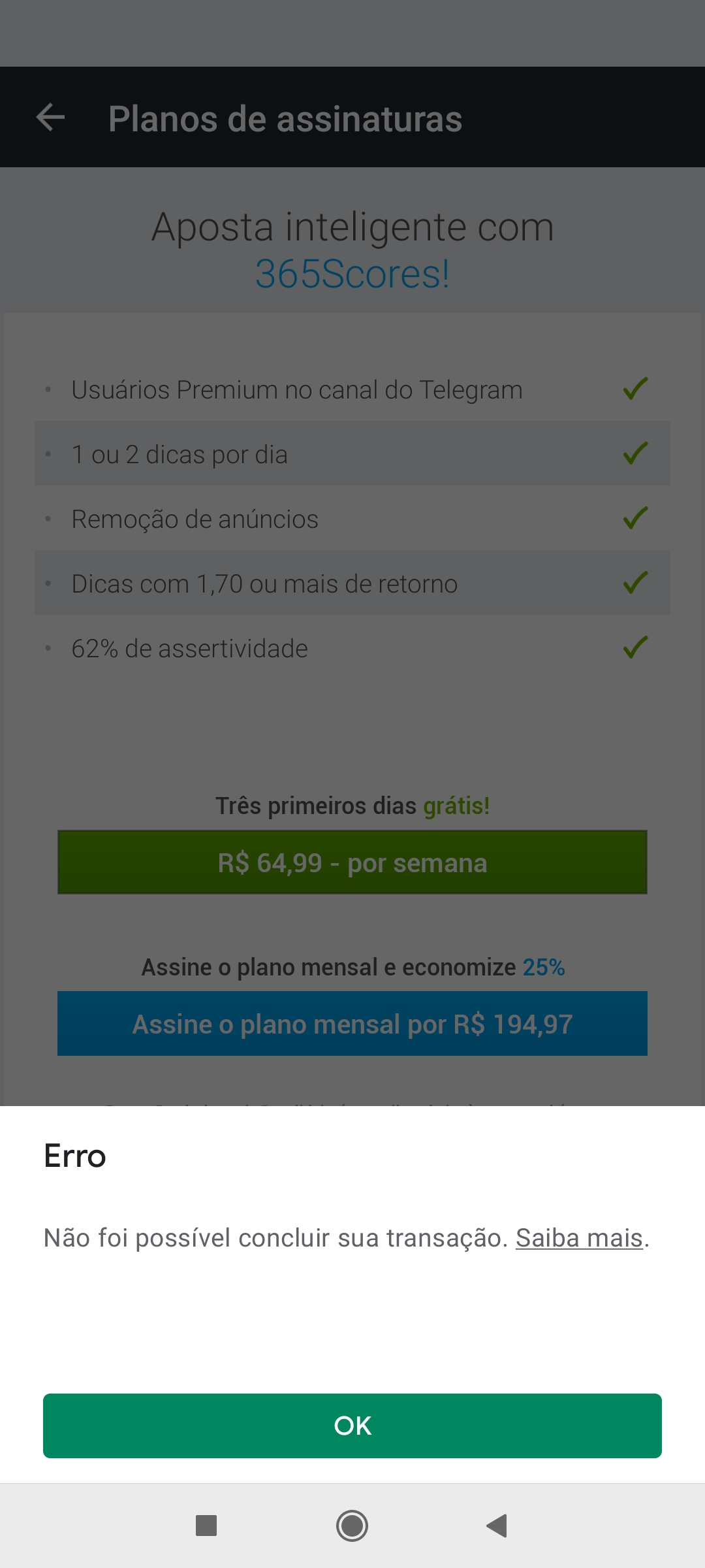 Problema com pagamento de assinaturas - Comunidade Google Play